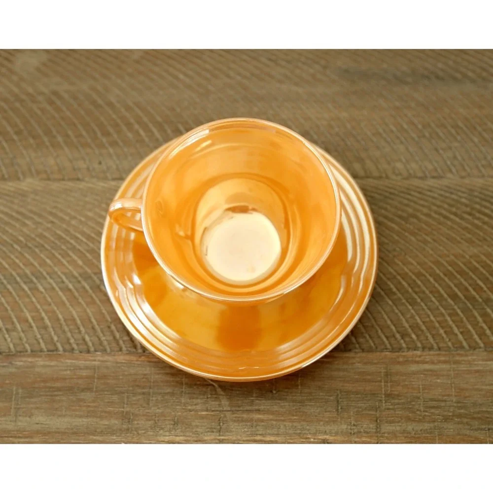 VINTAGE Fire King Peach Luster Ware Cup and Saucer